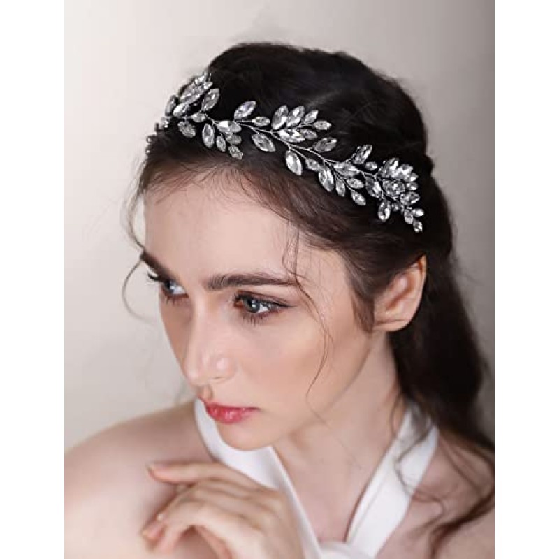 Chargances 신부 크리스탈 헤어 덩굴 웨딩 레드 라인 석 머리띠 패션 신부 헤어 덩굴 웨딩 파티 꽃 파는 소녀 헤어 액세서리 여성과 소녀 (빨간색)