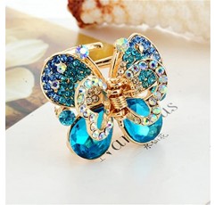 Ruihfas 패션 4Pcs 희귀 한 크리스탈 라인 석 나비 앞머리 클립 활 머리 클로 그리퍼 여자 여자 1.26 × 1.10 인치