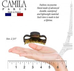 Camila Paris CP3241 여성용 프렌치 헤어 클립, 블랙 및 골드, 여성용 헤어 클로 클립 턱 패션 내구성 및 스타일링 여성용 헤어 액세서리, 강력한 홀드 슬립 그립 없음, 프랑스산