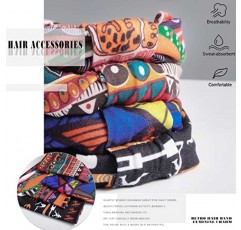 Aceorna 아프리카 머리띠 Boho 매듭 헤어 밴드 스트레치 와이드 헤드 랩 탄성 요가 터번 헤어 스카프 운동 여성과 소녀를위한 인쇄 된 헤어 액세서리 4 팩 (스타일 A)