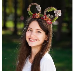 VISSTREE 갈색 마우스 귀 머리띠(Led 조명 포함) - 숲 우드랜드 다람쥐 소나무 콘 마우스 귀 여성용 모자 소녀 동물 테마 파티 생일 공원 사진 촬영