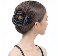 RC ROCHE ORNAMENT 6 Pcs 여성용 클러치 귀여운 곡선형 중공 반얀 잎 프렌치 아일렛 가볍고 강한 회사 클로 클램프 빗 프리미엄 패션 액세서리 헤어 클립, 대형 클리어 브라운 및 블랙