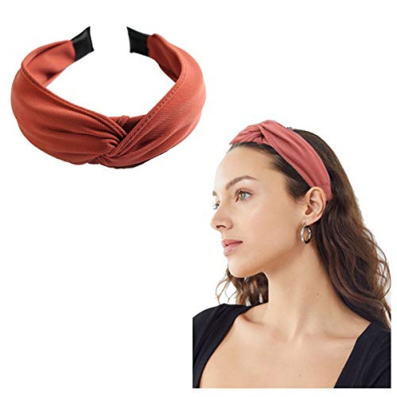 CellElection 6PCS 여성용 탑 매듭 머리띠 와이드 매듭 머리띠 트위스트 터번 Headwrap 탄성 헤어 밴드 여성용 패션 헤어 액세서리 여자 어린이