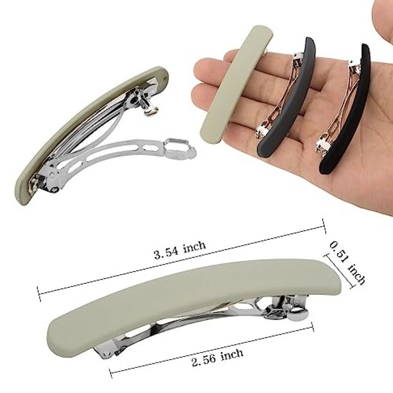 ATODEN 헤어 클립 여성용 헤어핀 3 Pcs 얇은 가는 모발용 매트 헤어핀 3.54' 플랫 헤어 클립 짧은 중간 헤어 스타일링 클립용 프렌치 자용 헤어 클립 미끄럼 방지 강한 홀드 여성용 빈티지 헤어 액세서리 소녀