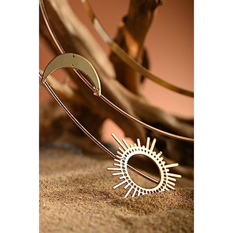 Zivyes 헤일로 머리띠 스타 문 크라운 천상의 헤어 액세서리 황금 크라운 Birdal 여신 헤드 피스 할로윈 머리 장식