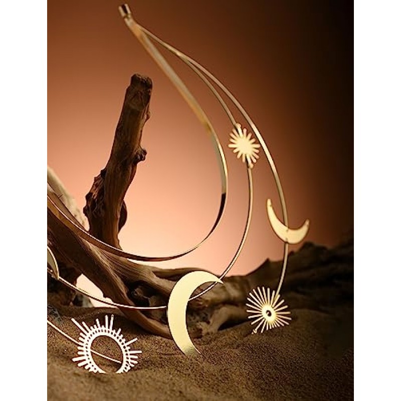 Zivyes 헤일로 머리띠 스타 문 크라운 천상의 헤어 액세서리 황금 크라운 Birdal 여신 헤드 피스 할로윈 머리 장식