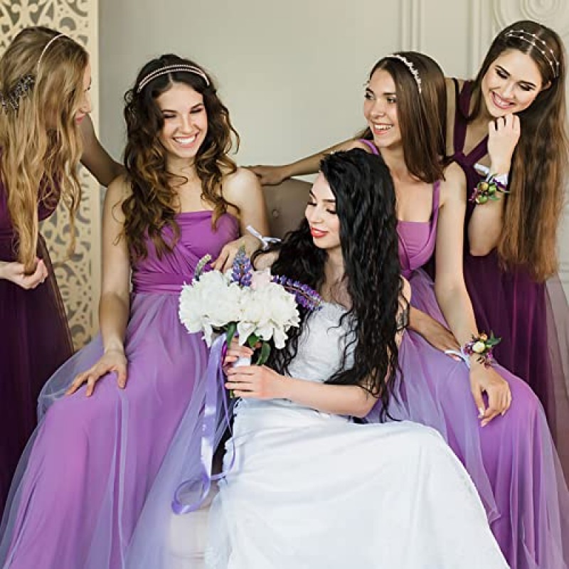 Jaciya 라인스톤 머리띠 4 조각 로즈 골드 신부 머리띠 크리스탈 블링 머리띠 여성용 라인스톤 머리띠 여성용 헤어 웨딩 헤어 액세서리