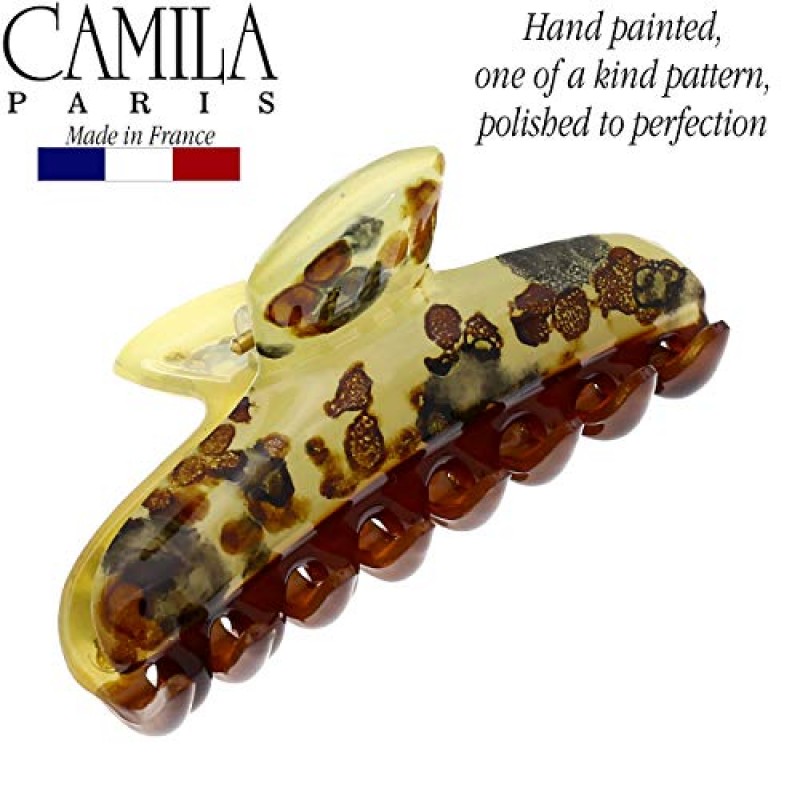 Camila Paris MP30 여성용 프랑스 헤어 클립 긴 곱슬 웨이브 머리용 두꺼운 머리, 노란색, 여성용 헤어 클로 클립 여성용 패션 스타일링 헤어 액세서리, 강한 홀드 슬립 그립 없음, 프랑스산