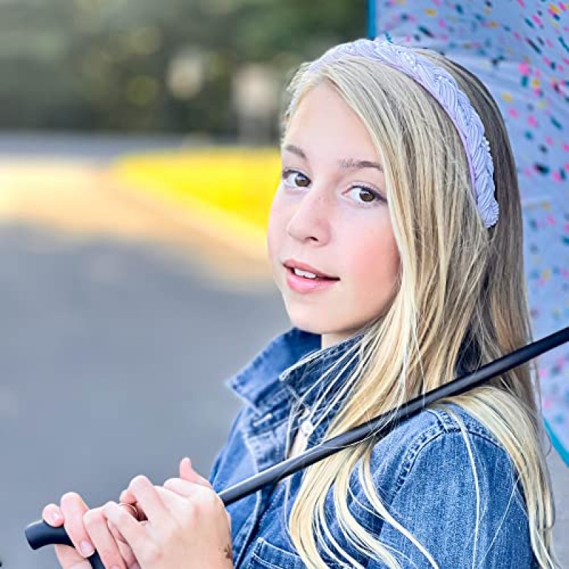 FROG SAC 3 여아용 진주 머리띠, 아동용 새틴 브레이드 헤드 밴드, 귀여운 패션 여아 브레이드 헤어 액세서리, 아동용 하드 헤드밴드 팩, 진주가 있는 블랙 퍼플 핑크 헤어밴드