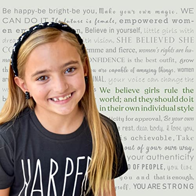 FROG SAC 3 여아용 진주 머리띠, 아동용 새틴 브레이드 헤드 밴드, 귀여운 패션 여아 브레이드 헤어 액세서리, 아동용 하드 헤드밴드 팩, 진주가 있는 블랙 퍼플 핑크 헤어밴드