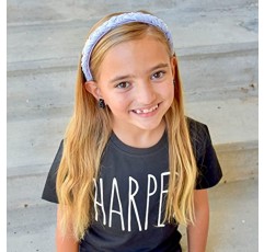 FROG SAC 3 여아용 진주 머리띠, 아동용 새틴 브레이드 헤드 밴드, 귀여운 패션 여아 브레이드 헤어 액세서리, 아동용 하드 헤드밴드 팩, 진주가 있는 블랙 퍼플 핑크 헤어밴드