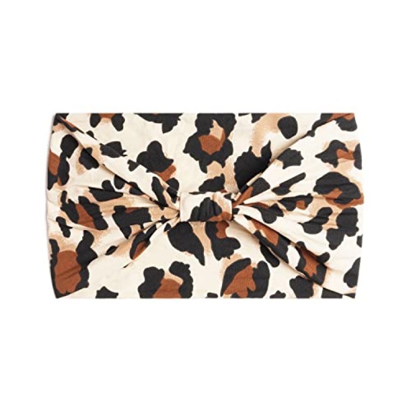 Eyanse Leopard 프린트 여성용 머리띠 와이드 Boho 동물 치타 터번 매듭 머리띠 탄성 반다나 헤드 랩 미끄럼 방지 팩 3 개