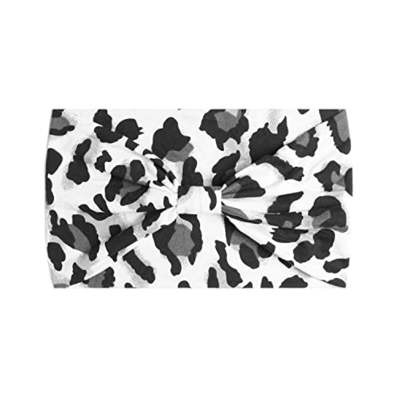 Eyanse Leopard 프린트 여성용 머리띠 와이드 Boho 동물 치타 터번 매듭 머리띠 탄성 반다나 헤드 랩 미끄럼 방지 팩 3 개