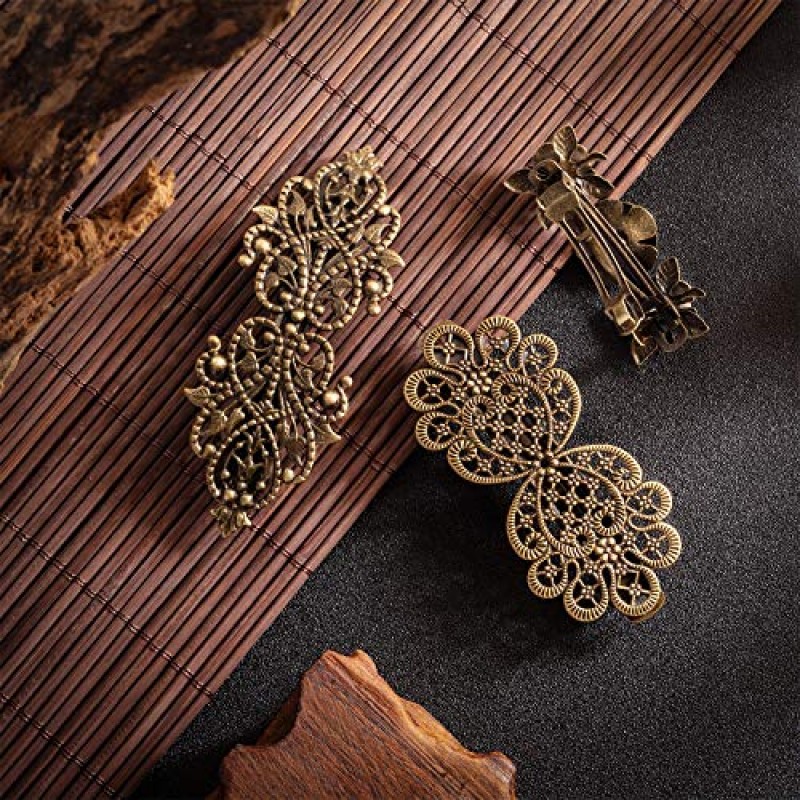 6 조각 빈티지 헤어 바레트/여성용 클립 레트로 프랑스 꽃 금속 청동 소녀 헤어 스타일링 핀/액세서리