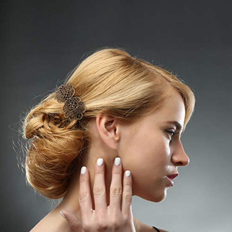 6 조각 빈티지 헤어 바레트/여성용 클립 레트로 프랑스 꽃 금속 청동 소녀 헤어 스타일링 핀/액세서리