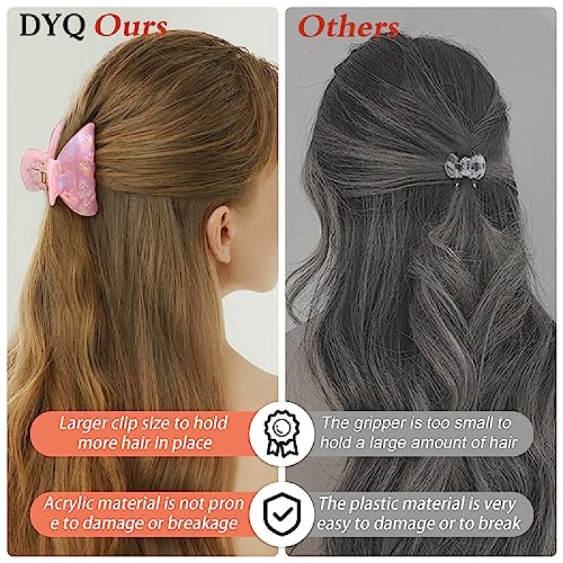 DYQ 여성용 중형 헤어 클로 클립, 2.75