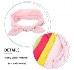 QUMENEY 10 팩 여성용 활 머리띠, 탄성 매듭 머리띠, 귀여운 면 머리 띠 토끼 귀 요가 헤어 밴드 패션 스포츠 트위스트 탄성 헤어 액세서리 (혼합 10 색상)