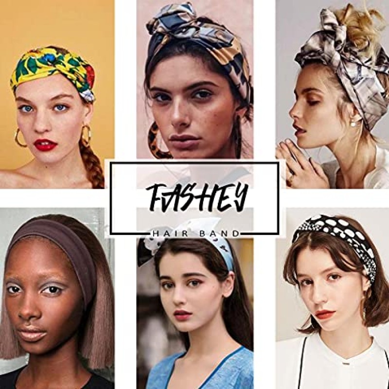 Fashband 넓은 보호 머리띠 신축성있는 헤어 밴드 요가 헤드 랩 줄무늬 매듭 머리 밴드 탄성 머리 터번 머리 스카프 여성과 소녀를위한 패션 헤어 액세서리 4 팩