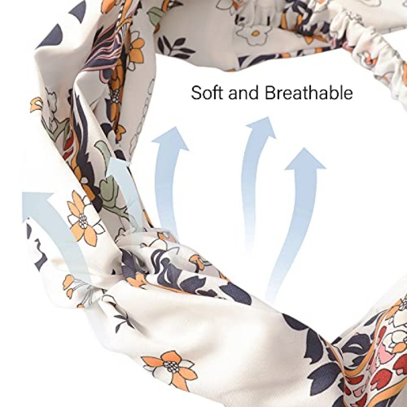 AWAYTR 롱 헤드 랩 밴드 - 여성용 트위스트 매듭 머리띠 두꺼운 머리카락 3PCS 쉬폰 크리스 크로스 미끄럼 방지 헤드 랩(네이비 레드 화이트)