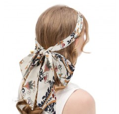 AWAYTR 롱 헤드 랩 밴드 - 여성용 트위스트 매듭 머리띠 두꺼운 머리카락 3PCS 쉬폰 크리스 크로스 미끄럼 방지 헤드 랩(네이비 레드 화이트)