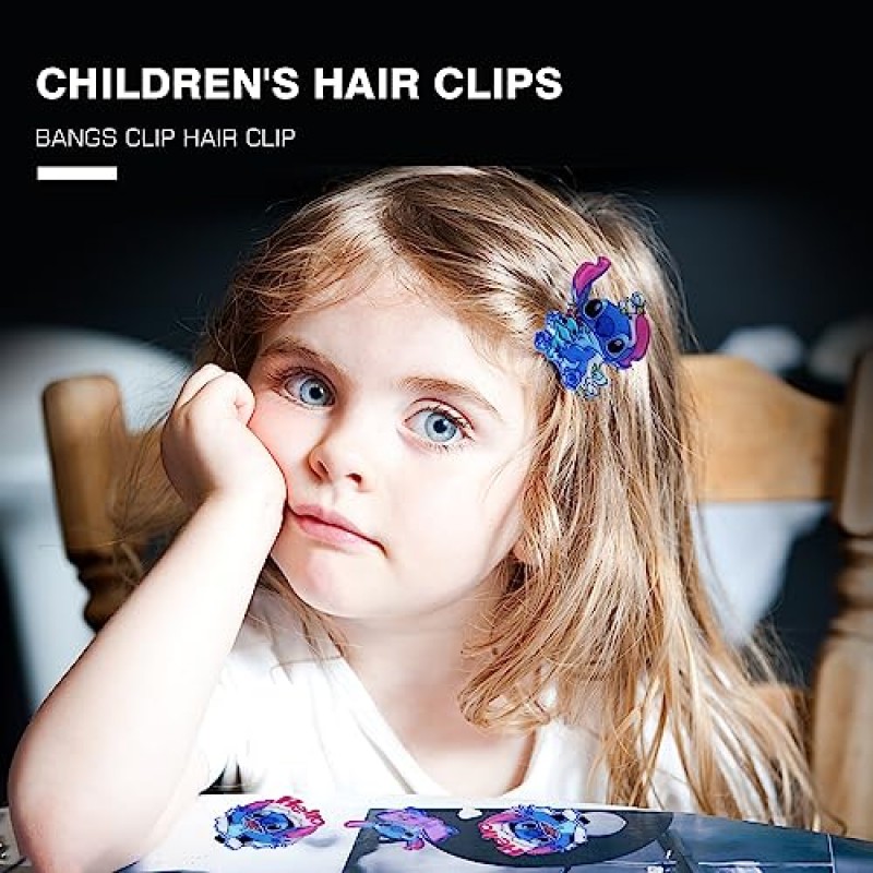 10팩 만화 세련된 스티치 헤어 클립, 어린이를 위한 우아하고 세련된 헤어 액세서리 소녀 유아 및 여성, 친구, 가족 및 스티치 애호가를 위한 선물