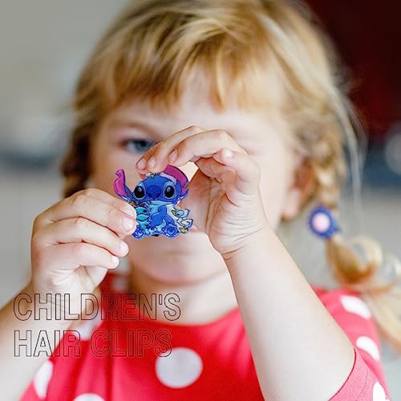 10팩 만화 세련된 스티치 헤어 클립, 어린이를 위한 우아하고 세련된 헤어 액세서리 소녀 유아 및 여성, 친구, 가족 및 스티치 애호가를 위한 선물