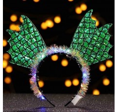 Zoestar 라이트 업 머리띠 인어 의상 헤드 피스 빛나는 헤어 밴드 파티 레이브 헤어 액세서리 여성과 소녀를위한