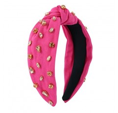 FEDANS 크리스탈 매듭 여성 머리띠 라인 석 럭셔리 보석 장식 탑 레드 헤어 밴드 패션 우아한 숙녀 헤어 밴드