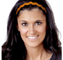 Hipsy 여성용 조절 가능한 슬립 없음 블링 글리터 & 벵골 타이거 패션 헤드밴드 3팩(웨이브 블랙/타이거/오렌지 3pk)