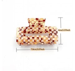 여자를위한 체크 무늬 머리 클로 클립 스타일링 클로 클램프를위한 여자 패션 헤어 클립 두꺼운 머리 복고풍 직사각형 모양, YOEMAYUNER (3PCs 3Colors a)