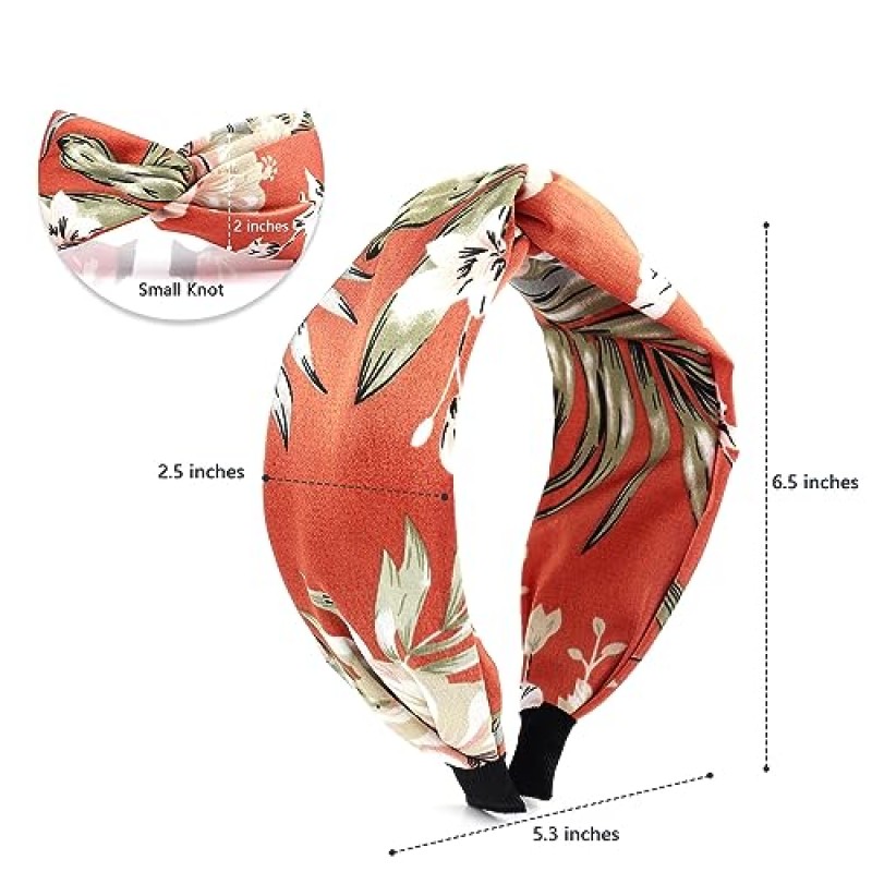 Beauty.H.C 여성용 머리띠, 넓은 매듭 머리띠, 패션 플로럴 패턴 머리띠 쉬폰 새틴 보호 머리띠, 여성 및 여아용 헤어 액세서리, 미끄럼 방지 & 한 사이즈(3 PCS)