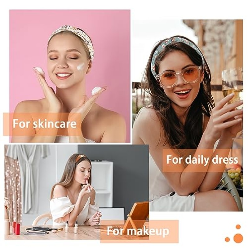 Beauty.H.C 여성용 머리띠, 넓은 매듭 머리띠, 패션 플로럴 패턴 머리띠 쉬폰 새틴 보호 머리띠, 여성 및 여아용 헤어 액세서리, 미끄럼 방지 & 한 사이즈(3 PCS)