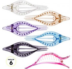 RC ROCHE ORNAMENT 6 Pcs 여성용 프리미엄 품질 플라스틱 중공 타원형 구멍 우아한 곡선 머리 패션 액세서리 클램프 안티 슬립 사이드 슬라이드 클러치 클립, 대형 투명 멀티 컬러