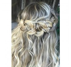 Chargances 여성 머리띠 신부 헤어 덩굴 진주 헤어 밴드 보헤미아 잡초 댄스 파티 축제 웨딩 헤어 액세서리 신부 들러리 헤드 피스 꽃 소녀 헤어 쥬얼리 (골드)