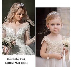 FASNAHOK 신부를위한 실버 CZ 웨딩 티아라 여성을위한 꽃 공주 크라운 큐빅 지르코니아 신부 머리띠 스위트 16 크라운 생일 헤어 액세서리