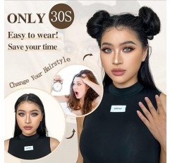 HMD 2PCS 미니 클로 클립 헤어 번 스페이스 번 지저분한 고양이 귀 헤어 피스 클로 헤어 번 확장 합성 도넛 Updo 헤어 익스텐션 여성용 헤어 액세서리 소녀(6A)