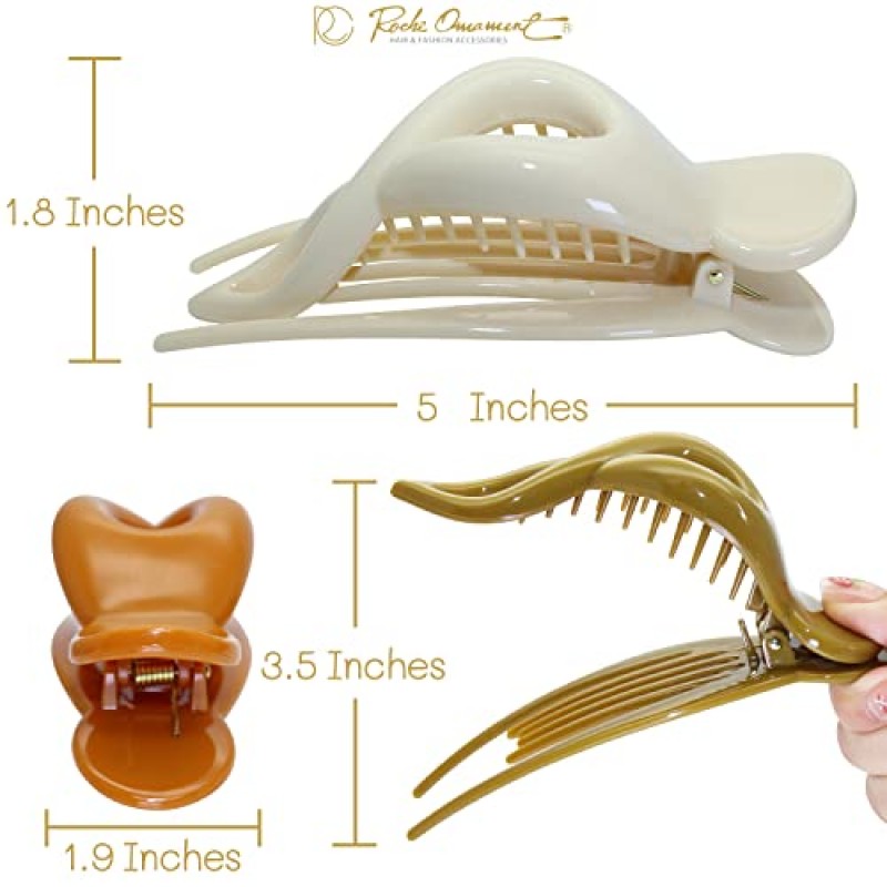 RC ROCHE ORNAMENT 6 Pcs 여성용 귀여운 곡선 중공 자용 프렌치 콩코드 아일렛 사이드 슬라이드 클로 빗 클러치 치아 클램프 패션 액세서리 헤어 클립, 대형 클래식 멀티 컬러