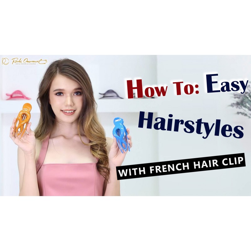 RC ROCHE ORNAMENT 6 Pcs 여성용 귀여운 곡선 중공 자용 프렌치 콩코드 아일렛 사이드 슬라이드 클로 빗 클러치 치아 클램프 패션 액세서리 헤어 클립, 대형 클래식 멀티 컬러