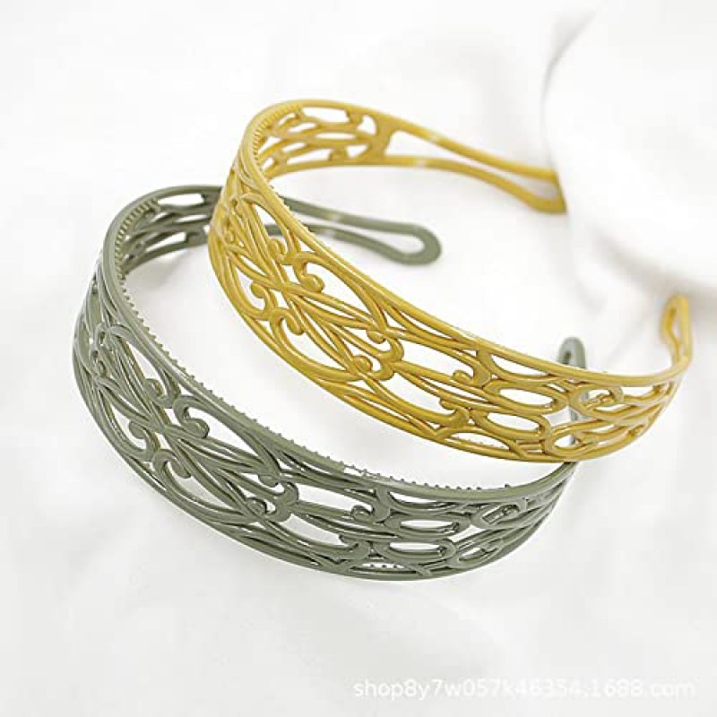 Kukiwhy 9 PCS Sliverdew 여성용 플라스틱 머리띠, 여성용 넓은 헤어 밴드 여성용 피그 테일 머리띠 치아가있는 패션 헤어 밴드 단단한 머리 고리 우아한 헤어 액세서리