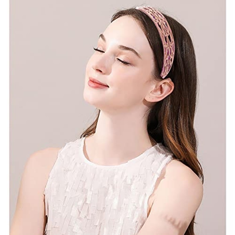 Kukiwhy 9 PCS Sliverdew 여성용 플라스틱 머리띠, 여성용 넓은 헤어 밴드 여성용 피그 테일 머리띠 치아가있는 패션 헤어 밴드 단단한 머리 고리 우아한 헤어 액세서리