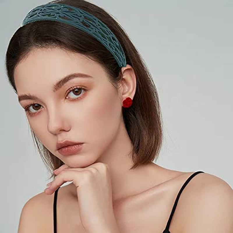 Kukiwhy 9 PCS Sliverdew 여성용 플라스틱 머리띠, 여성용 넓은 헤어 밴드 여성용 피그 테일 머리띠 치아가있는 패션 헤어 밴드 단단한 머리 고리 우아한 헤어 액세서리