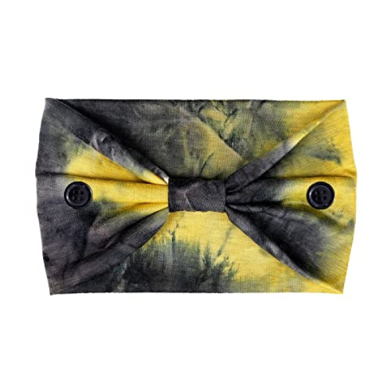 마스크 용 버튼 여성용 간호사 머리띠 타이 염색 패션 머리띠 미끄럼 방지 탄성 귀 보호 남성 의사 헤어 밴드 매듭 스포츠 스웨트 밴드 헤드 밴드 귀 보호용 (4 팩)