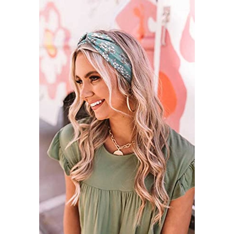 Huachi 여성용 머리띠 Headwraps Twisted Wide Elastic Turban 두꺼운 헤어 액세서리, 8 팩