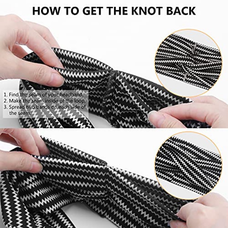 Huachi 여성용 머리띠 Headwraps Twisted Wide Elastic Turban 두꺼운 헤어 액세서리, 8 팩