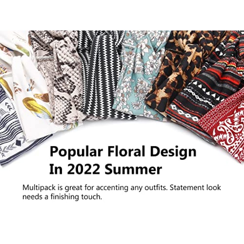 Huachi 여성용 머리띠 Headwraps Twisted Wide Elastic Turban 두꺼운 헤어 액세서리, 8 팩