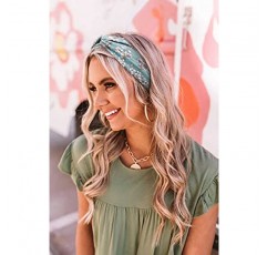 Huachi 여성용 머리띠 Headwraps Twisted Wide Elastic Turban 두꺼운 헤어 액세서리, 8 팩