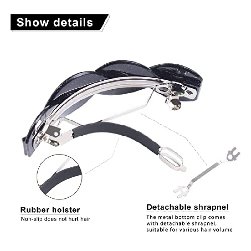 Mistofu 여성용 대형 헤어 바레트 아름다운 라인 단순 레트로 클래식 스냅 프렌치 헤어 클립, 여성용 패션 헤어 액세서리 두꺼운 얇은 머리카락, 3 Pcs