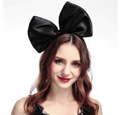 활 머리띠 리본 매듭 머리 밴드 큰 활 할로윈 머리 후프 여자 여자 활 헤어 밴드 파티 장식 머리 장식 코스프레 의상 모자 수제 투구 크리스마스 헤어 액세서리 1 팩 블랙