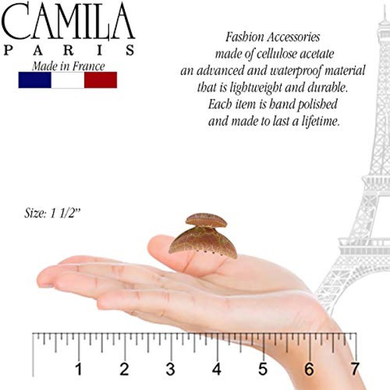 Camila Paris CP2918/2 여성용 프렌치 헤어 클립, 작은 여성용 헤어 클로 클립 2개 세트 조 핑크 골드 패션 내구성 및 스타일링 여성용 헤어 액세서리, 강력한 홀드 슬립 그립 없음, 프랑스산