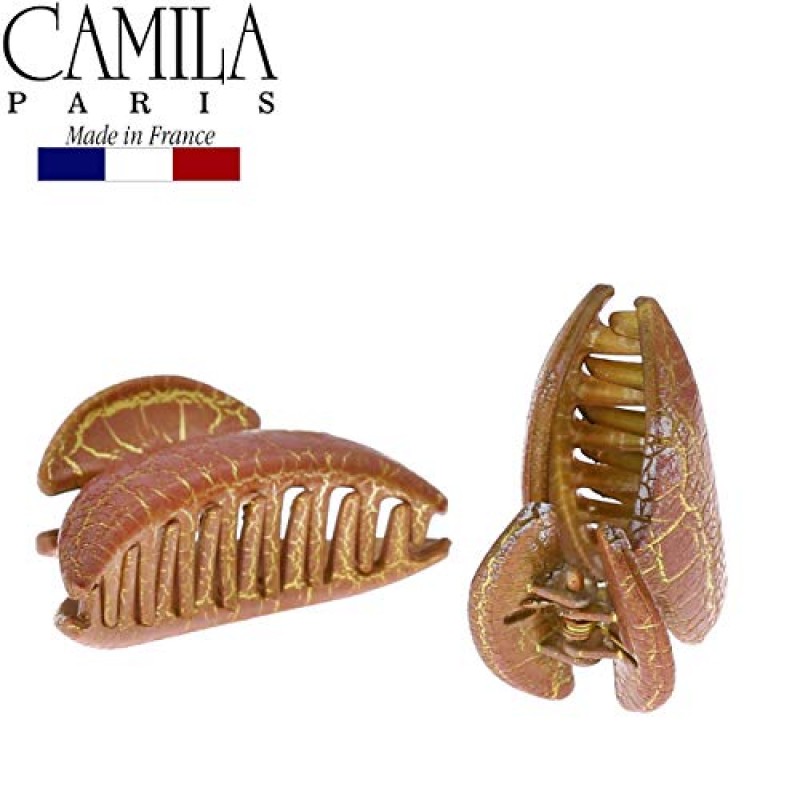 Camila Paris CP2918/2 여성용 프렌치 헤어 클립, 작은 여성용 헤어 클로 클립 2개 세트 조 핑크 골드 패션 내구성 및 스타일링 여성용 헤어 액세서리, 강력한 홀드 슬립 그립 없음, 프랑스산